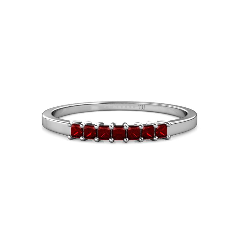 Evia 0.39 ctw Red Garnet (2.00 mm) Seven Stone Wedding Band 