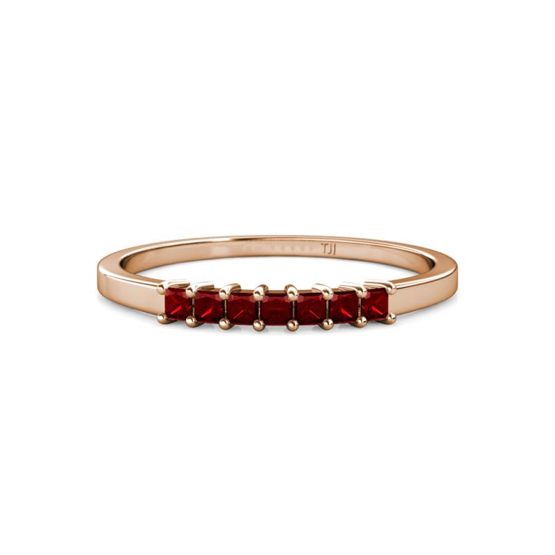 Evia 0.39 ctw Red Garnet (2.00 mm) Seven Stone Wedding Band 