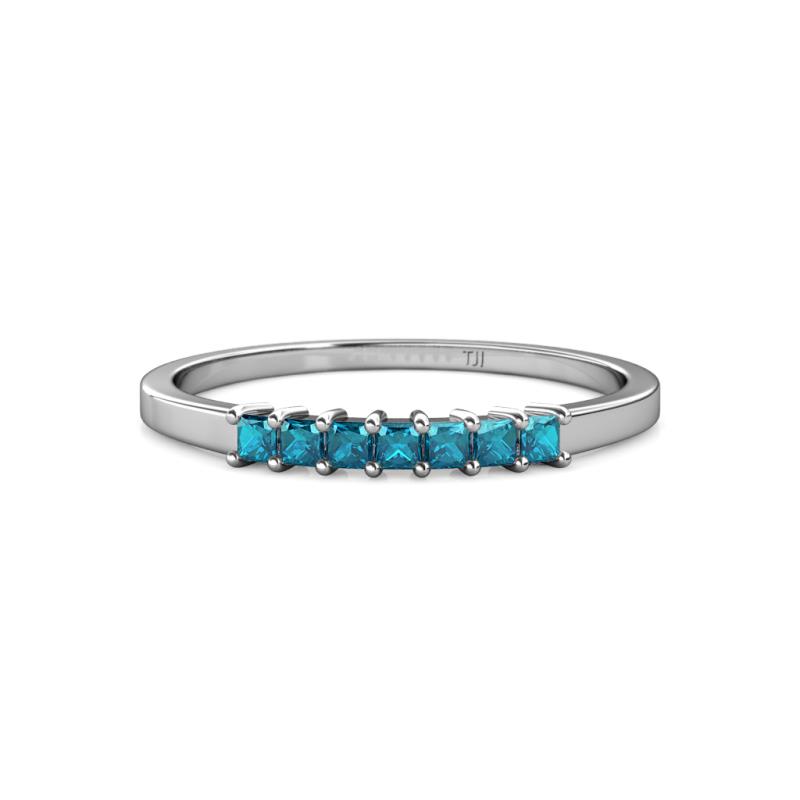 Evia 0.35 ctw London Blue Topaz (2.00 mm) Seven Stone Wedding Band 