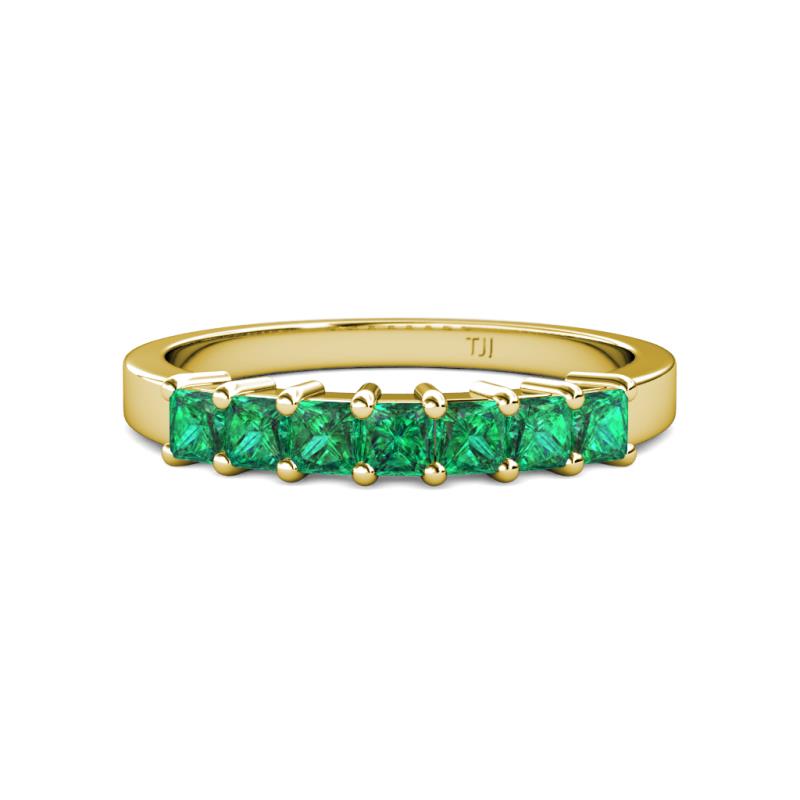 Evia 0.95 ctw Emerald (3.00 mm) Seven Stone Wedding Band 