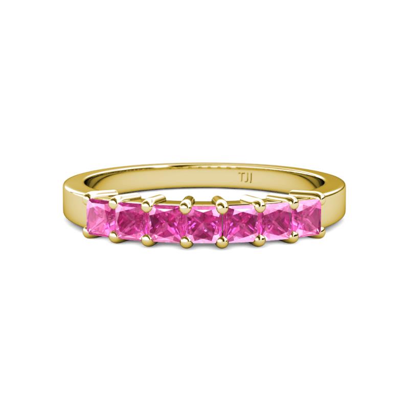 Evia 0.95 ctw Pink Sapphire (3.00 mm) Seven Stone Wedding Band 