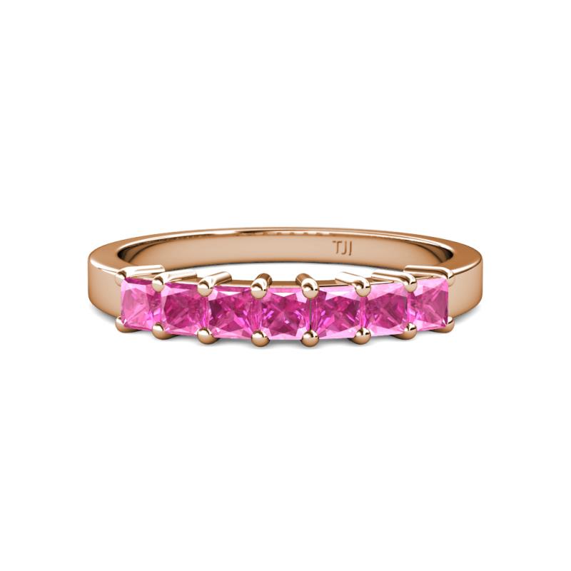 Evia 0.95 ctw Pink Sapphire (3.00 mm) Seven Stone Wedding Band 