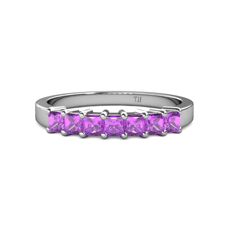 Evia 0.95 ctw Amethyst (3.00 mm) Seven Stone Wedding Band 