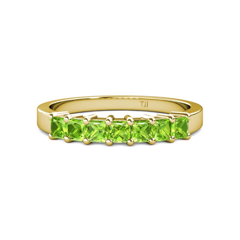 Evia 1.05 ctw Peridot (3.00 mm) Seven Stone Wedding Band 