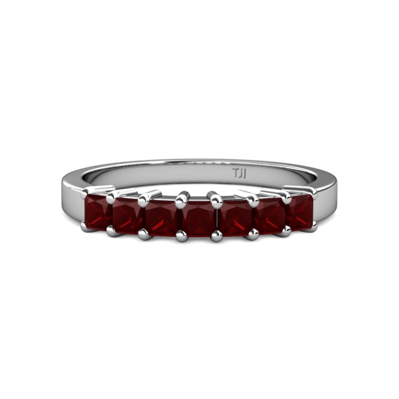 Evia 1.05 ctw Red Garnet (3.00 mm) Seven Stone Wedding Band 