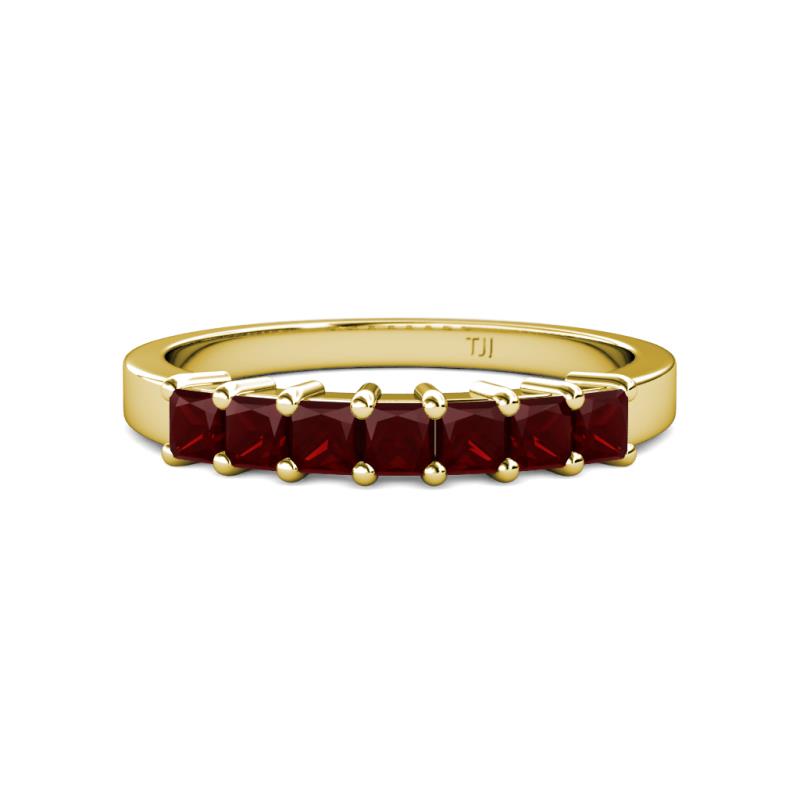 Evia 1.05 ctw Red Garnet (3.00 mm) Seven Stone Wedding Band 