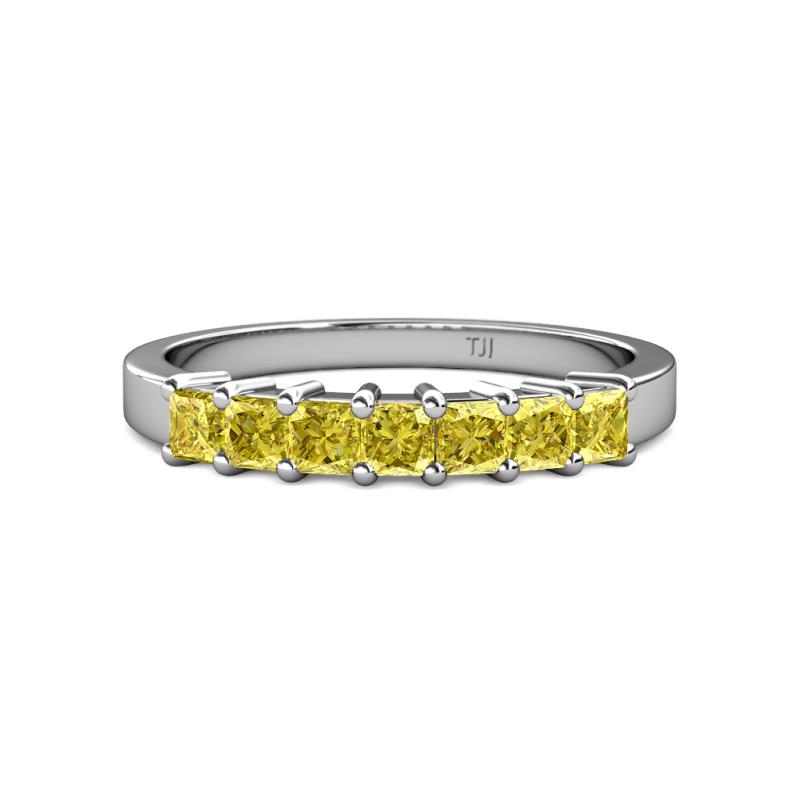 Evia 0.95 ctw Yellow Sapphire (3.00 mm) Seven Stone Wedding Band 