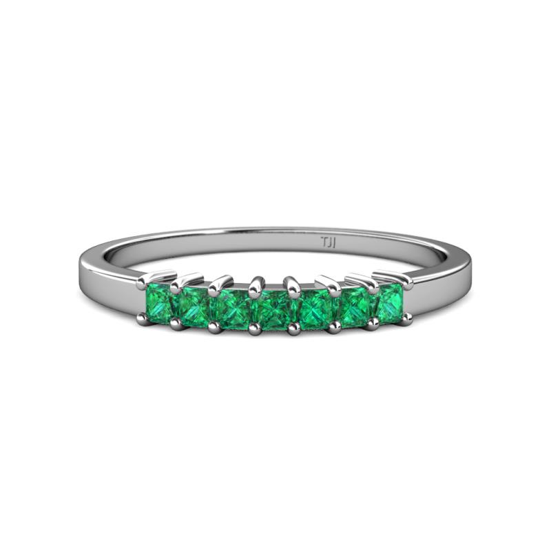 Evia 0.63 ctw Emerald (2.50 mm) Seven Stone Wedding Band 