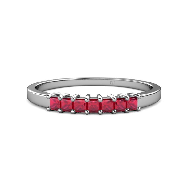 Evia 0.63 ctw Ruby (2.50 mm) Seven Stone Wedding Band 