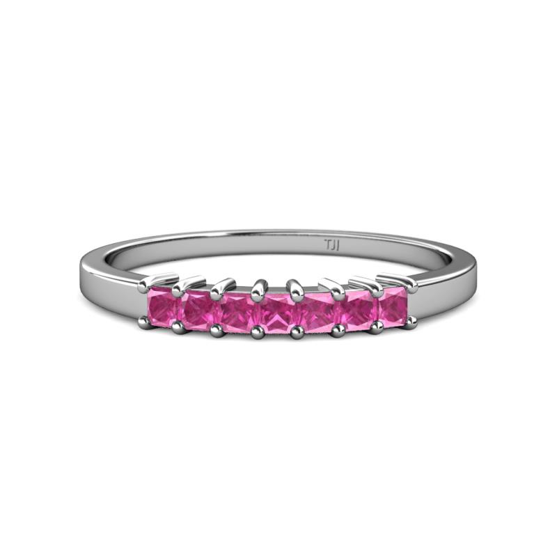 Evia 0.63 ctw Pink Sapphire (2.50 mm) Seven Stone Wedding Band 