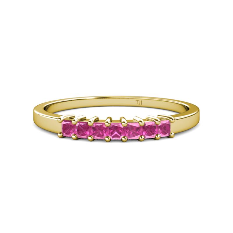 Evia 0.63 ctw Pink Sapphire (2.50 mm) Seven Stone Wedding Band 