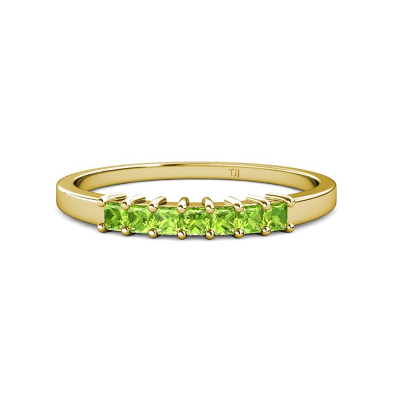 Evia 0.70 ctw Peridot (2.50 mm) Seven Stone Wedding Band 