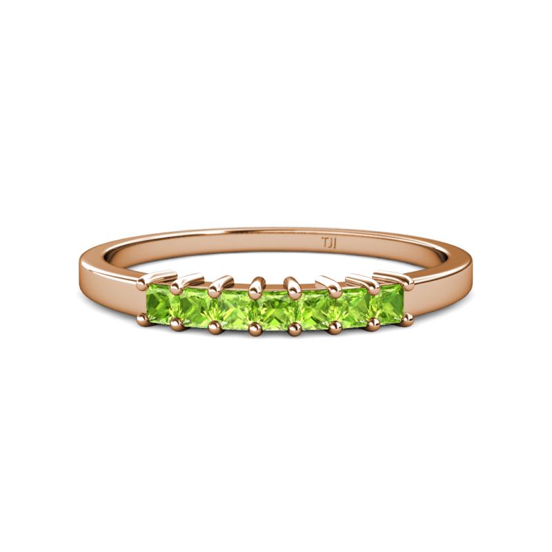 Evia 0.70 ctw Peridot (2.50 mm) Seven Stone Wedding Band 