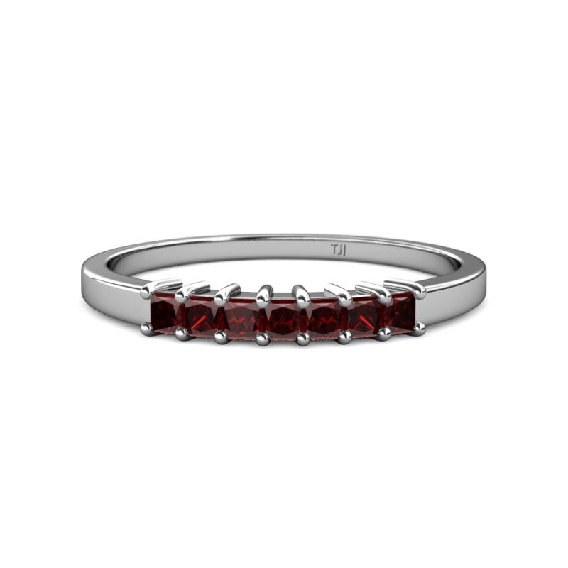 Evia 0.70 ctw Red Garnet (2.50 mm) Seven Stone Wedding Band 