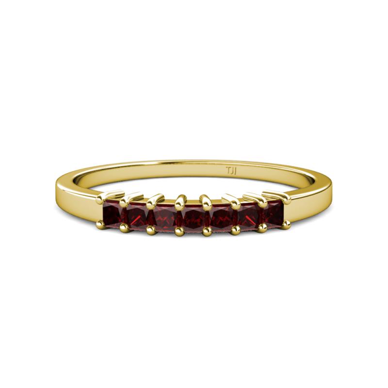 Evia 0.70 ctw Red Garnet (2.50 mm) Seven Stone Wedding Band 