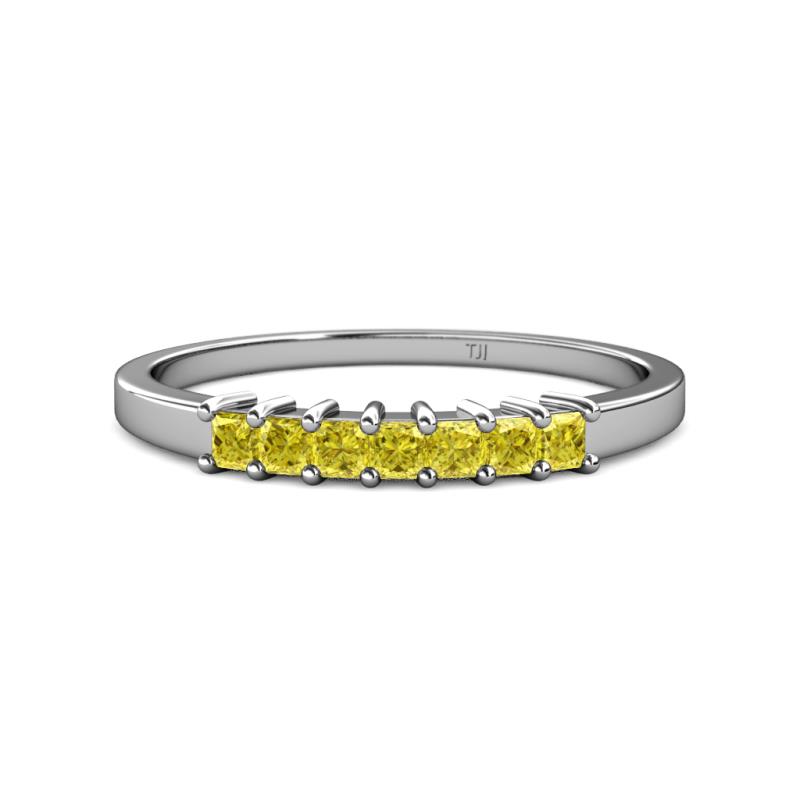 Evia 0.63 ctw Yellow Sapphire (2.50 mm) Seven Stone Wedding Band 