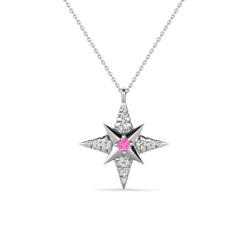 Astra Pink Sapphire With Natural Diamonds Pole Star Pendant 