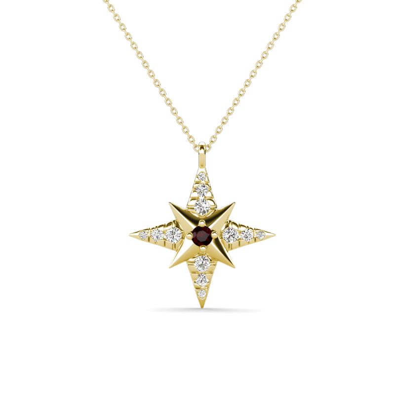 Astra Red Garnet With Natural Diamonds Pole Star Pendant 