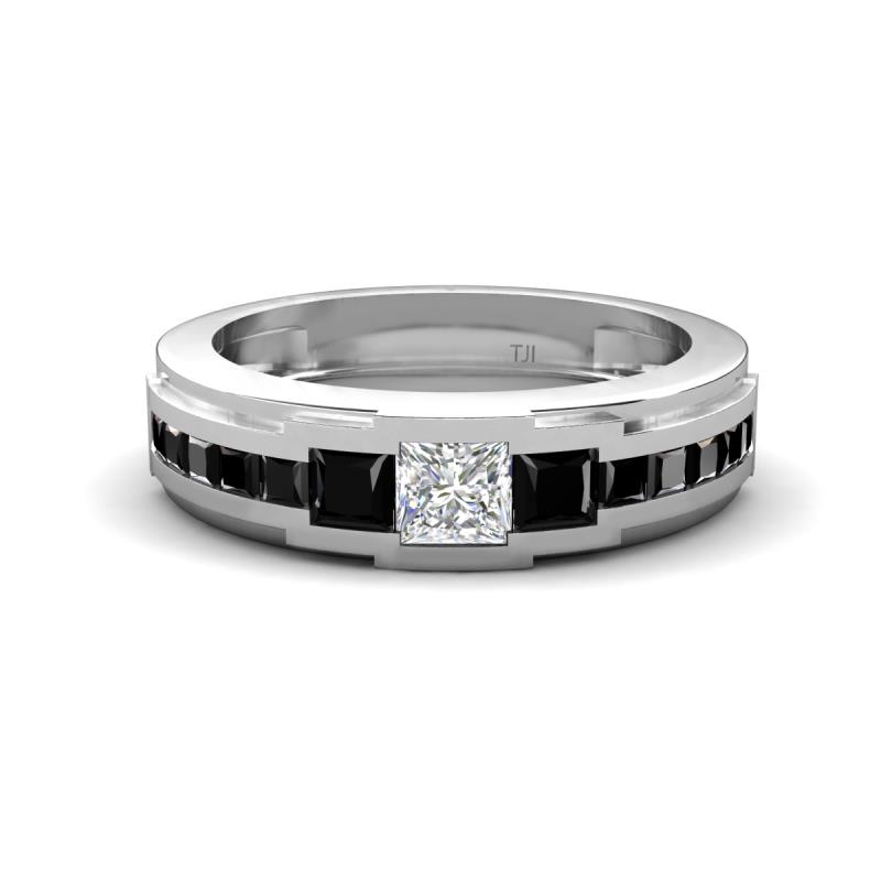 Jayden 1.47 ctw Princess shape Moissanite accented Black Diamonds Men Wedding Band (5.20 mm) 