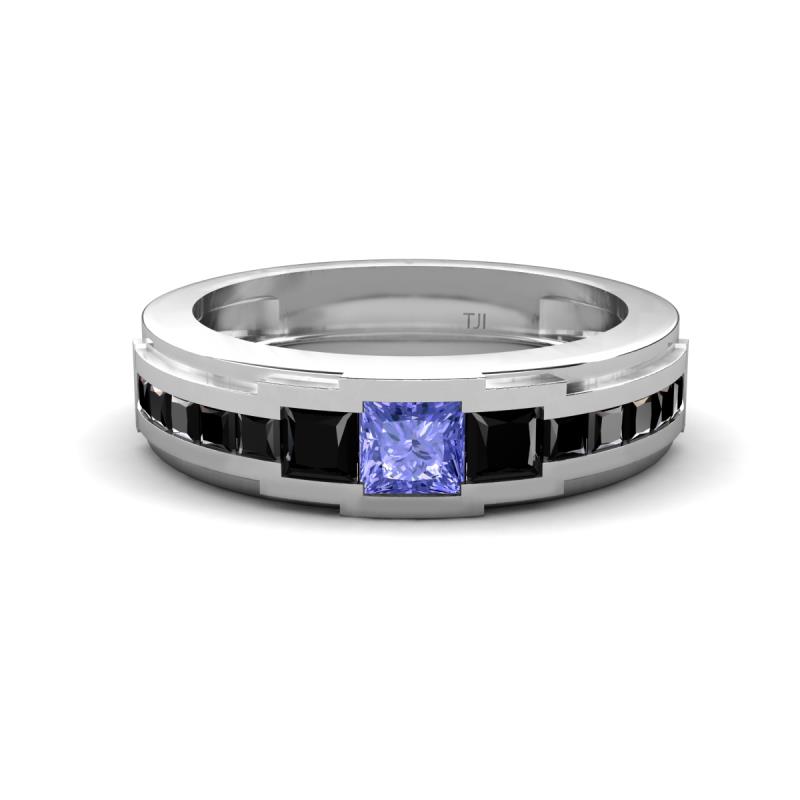 Jayden 1.40 ctw Princess shape Tanzanite accented Black Diamonds Men Wedding Band (5.20 mm) 