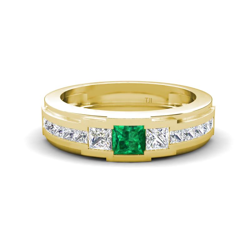 Jayden 1.45 ctw Princess shape Emerald accented Lab Grown Diamonds Men Wedding Band (5.20 mm) 