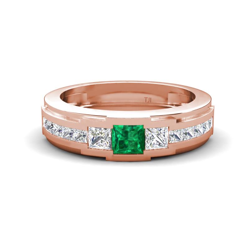 Jayden 1.45 ctw Princess shape Emerald accented Lab Grown Diamonds Men Wedding Band (5.20 mm) 