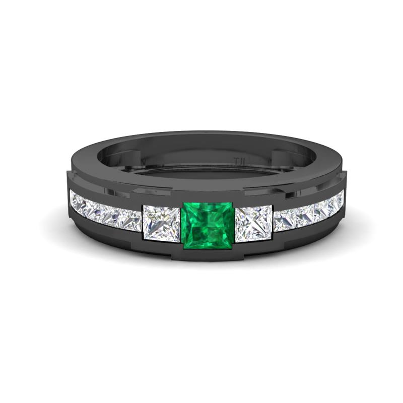 Jayden 0.84 ctw Princess shape Emerald accented Lab Grown Diamonds Men Wedding Band (5.20 mm) 