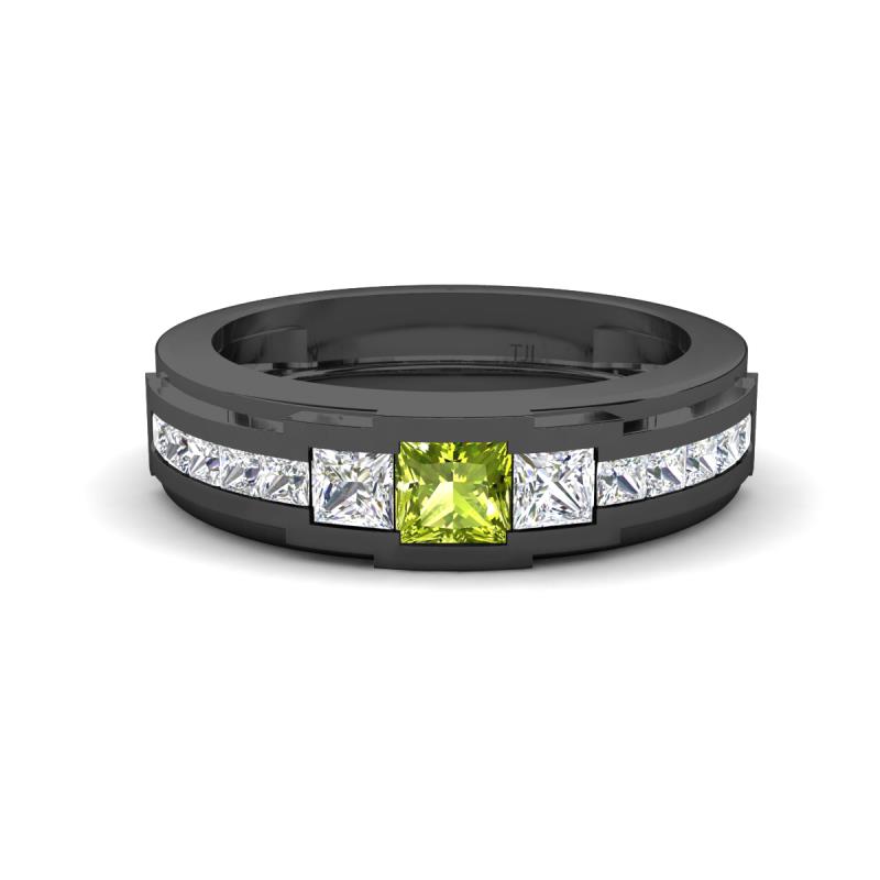 Jayden 1.14 ctw Princess shape Peridot accented Lab Grown Diamonds Men Wedding Band (5.20 mm) 