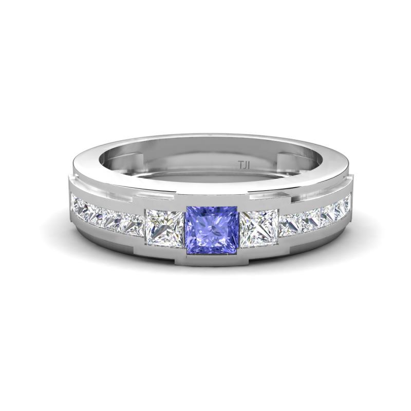 Jayden 1.14 ctw Princess shape Tanzanite accented Lab Grown Diamonds Men Wedding Band (5.20 mm) 