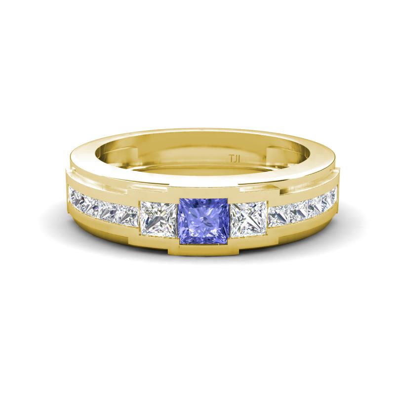 Jayden 1.14 ctw Princess shape Tanzanite accented Lab Grown Diamonds Men Wedding Band (5.20 mm) 