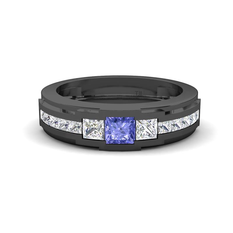 Jayden 1.14 ctw Princess shape Tanzanite accented Lab Grown Diamonds Men Wedding Band (5.20 mm) 