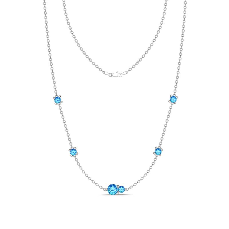 Linea 0.47 ctw Blue Topaz (4 mm) Women Station Necklace 