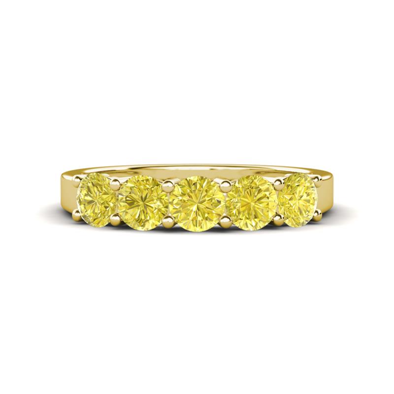 Wendy 1.25 ctw (4.00 mm) Round Yellow Diamond Side Gallery 5 Stone Wedding Band 