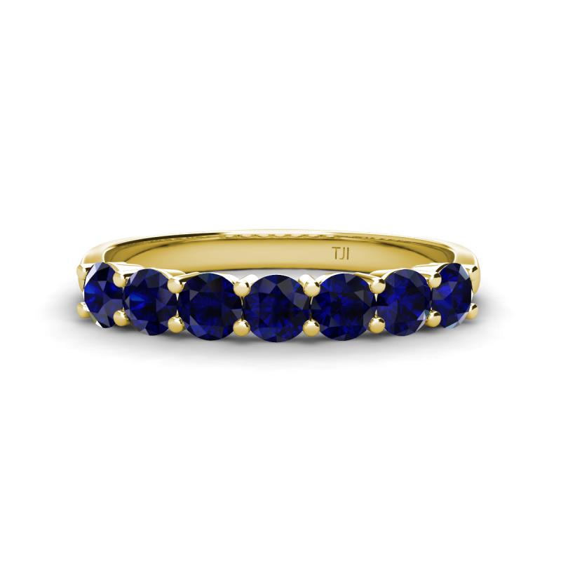 Kathleen 3.40 mm Round Blue Sapphire Wedding Band 