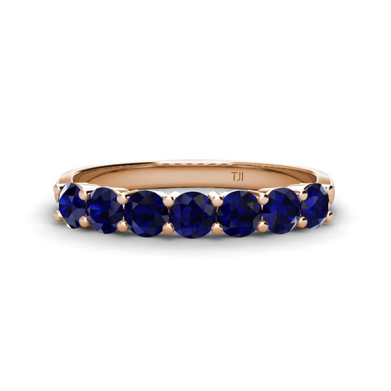 Kathleen 3.40 mm Round Blue Sapphire Wedding Band 