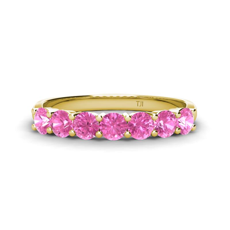 Kathleen 3.40 mm Round Pink Sapphire Wedding Band 