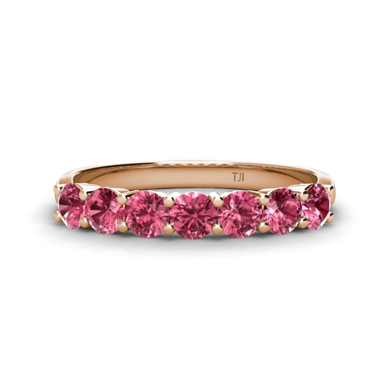 Kathleen 3.40 mm Round Pink Tourmaline Wedding Band 