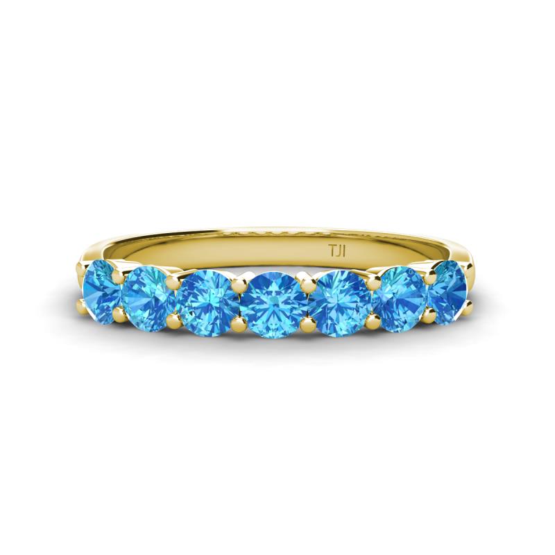 Kathleen 3.40 mm Round Blue Topaz Wedding Band 