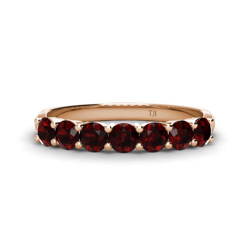 Kathleen 3.40 mm Round Red Garnet Wedding Band 