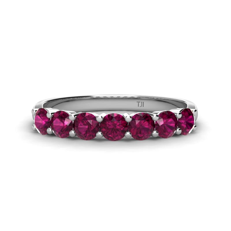 Kathleen 3.40 mm Round Rhodolite Garnet Wedding Band 