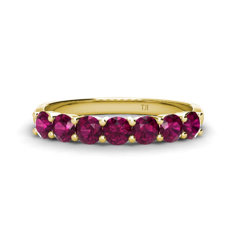 Kathleen 3.40 mm Round Rhodolite Garnet Wedding Band 