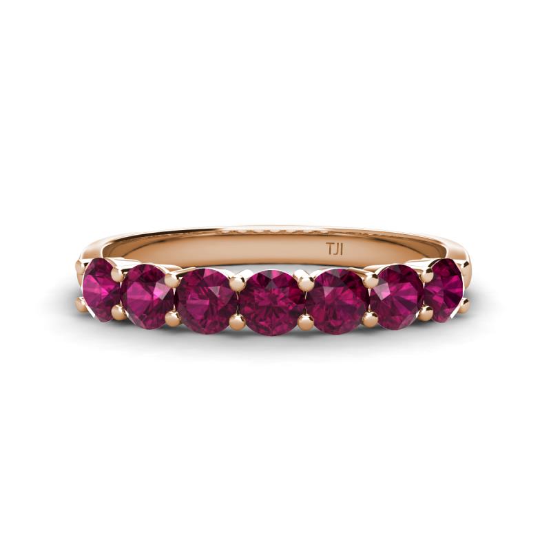 Kathleen 3.40 mm Round Rhodolite Garnet Wedding Band 