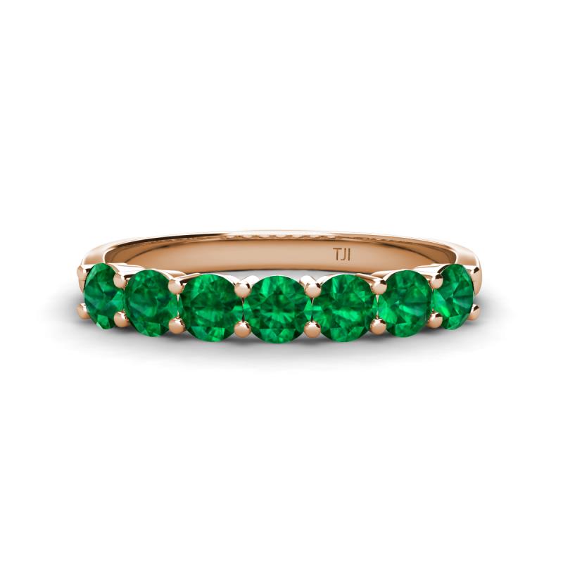 Kathleen 3.40 mm Round Emerald Wedding Band 