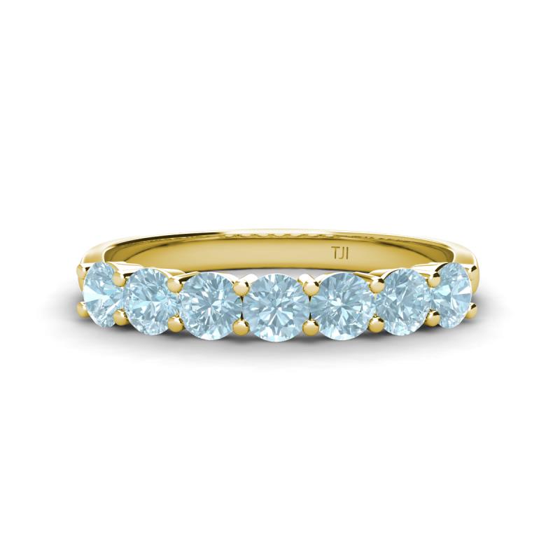 Kathleen 3.40 mm Round Aquamarine Wedding Band 