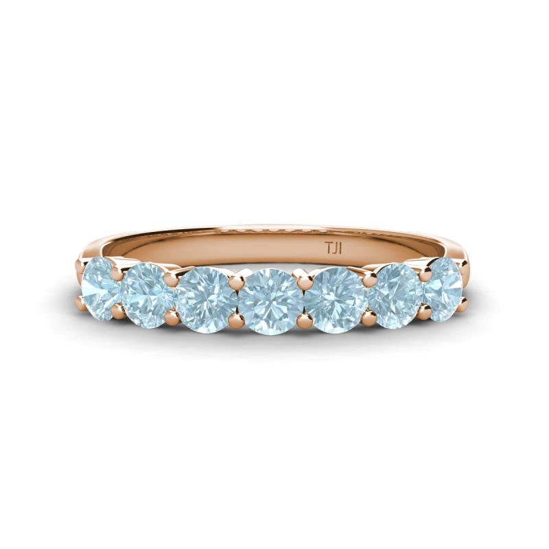 Kathleen 3.40 mm Round Aquamarine Wedding Band 