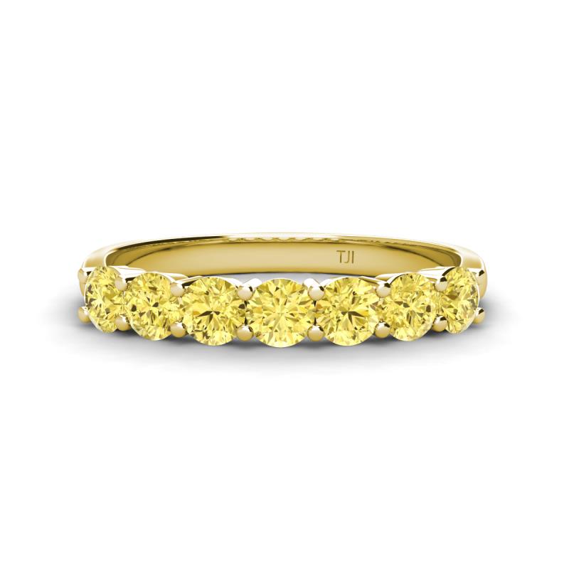 Kathleen 3.40 mm Round Yellow Sapphire Wedding Band 