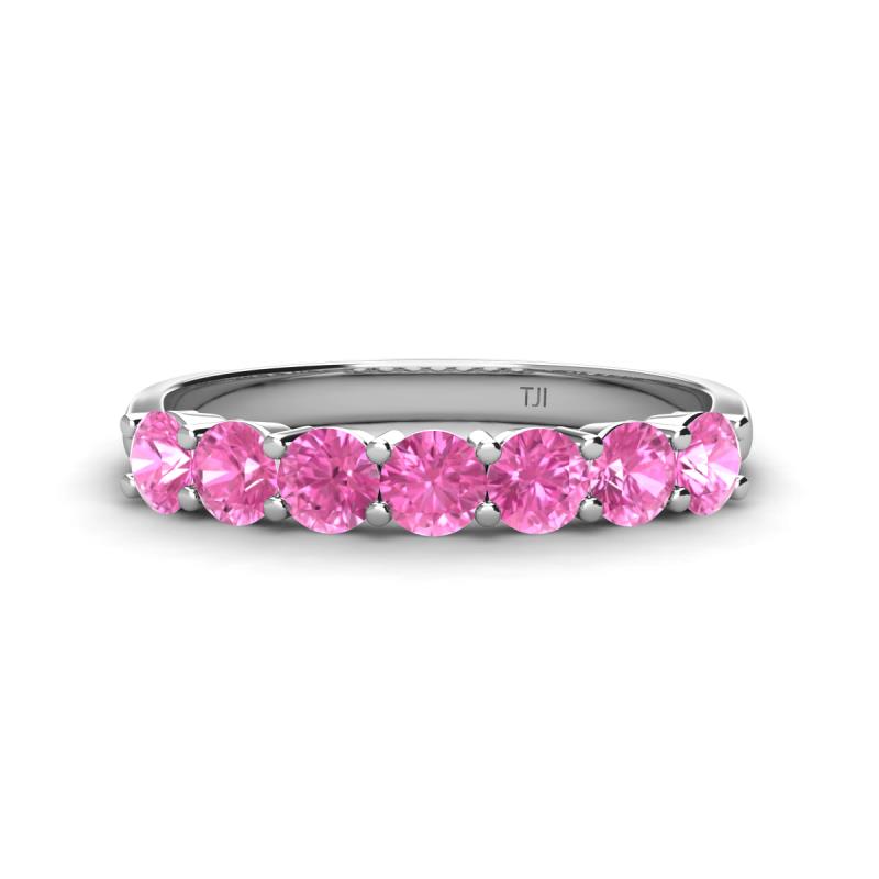 Kathleen 3.40 mm Round Pink Sapphire Wedding Band 