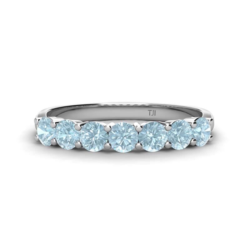 Kathleen 3.40 mm Round Aquamarine Wedding Band 