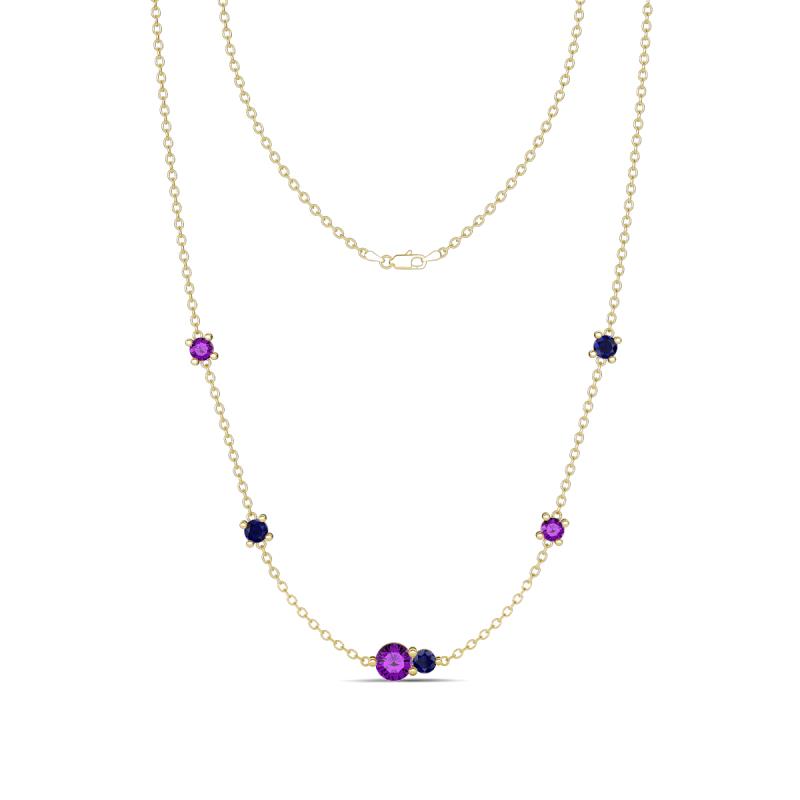 Linea 0.48 ctw Amethyst (4 mm) and Blue Sapphire Women Station Necklace 