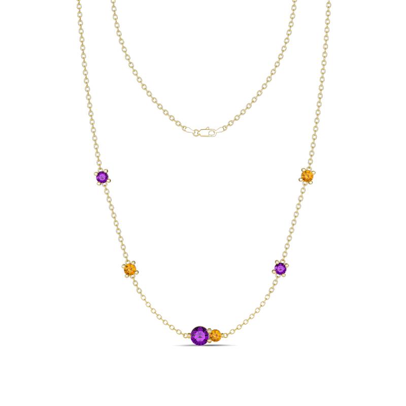 Linea 0.40 ctw Amethyst (4 mm) and Citrine Women Station Necklace 